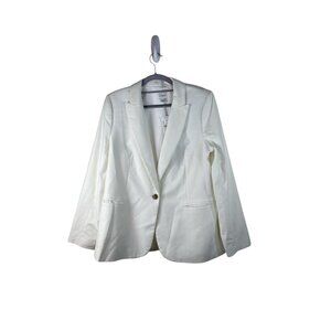 J.Crew Womens Linen Blend White Blazer Size 12 Single Button Closure